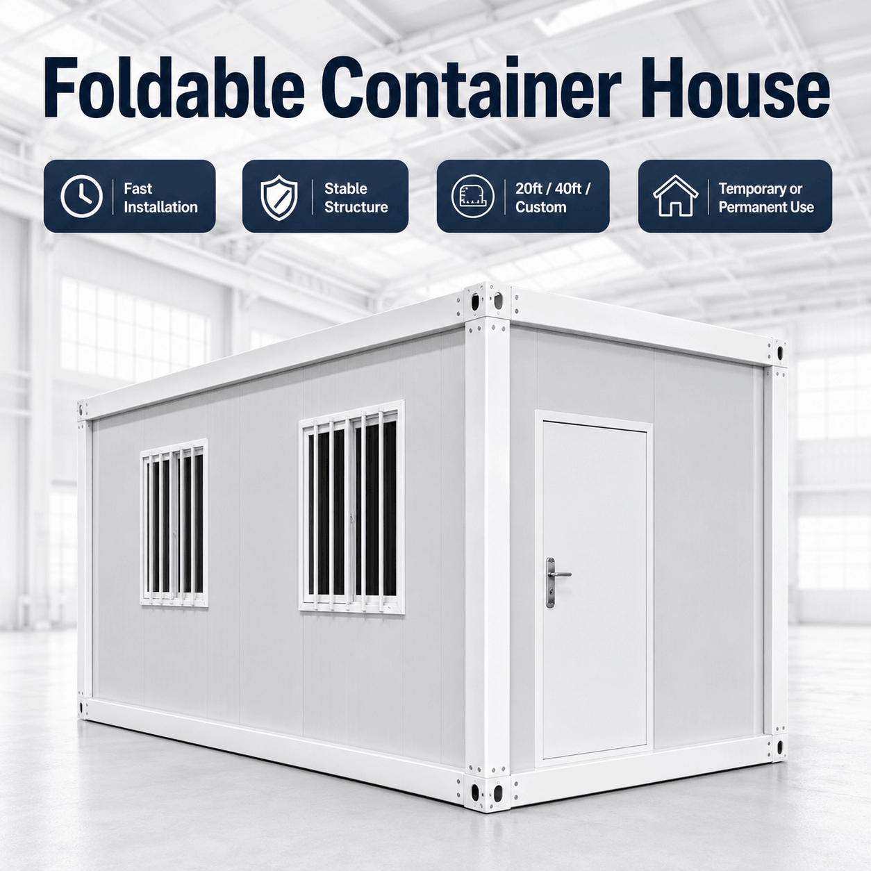 Fast installation of foldable prefabricated container house