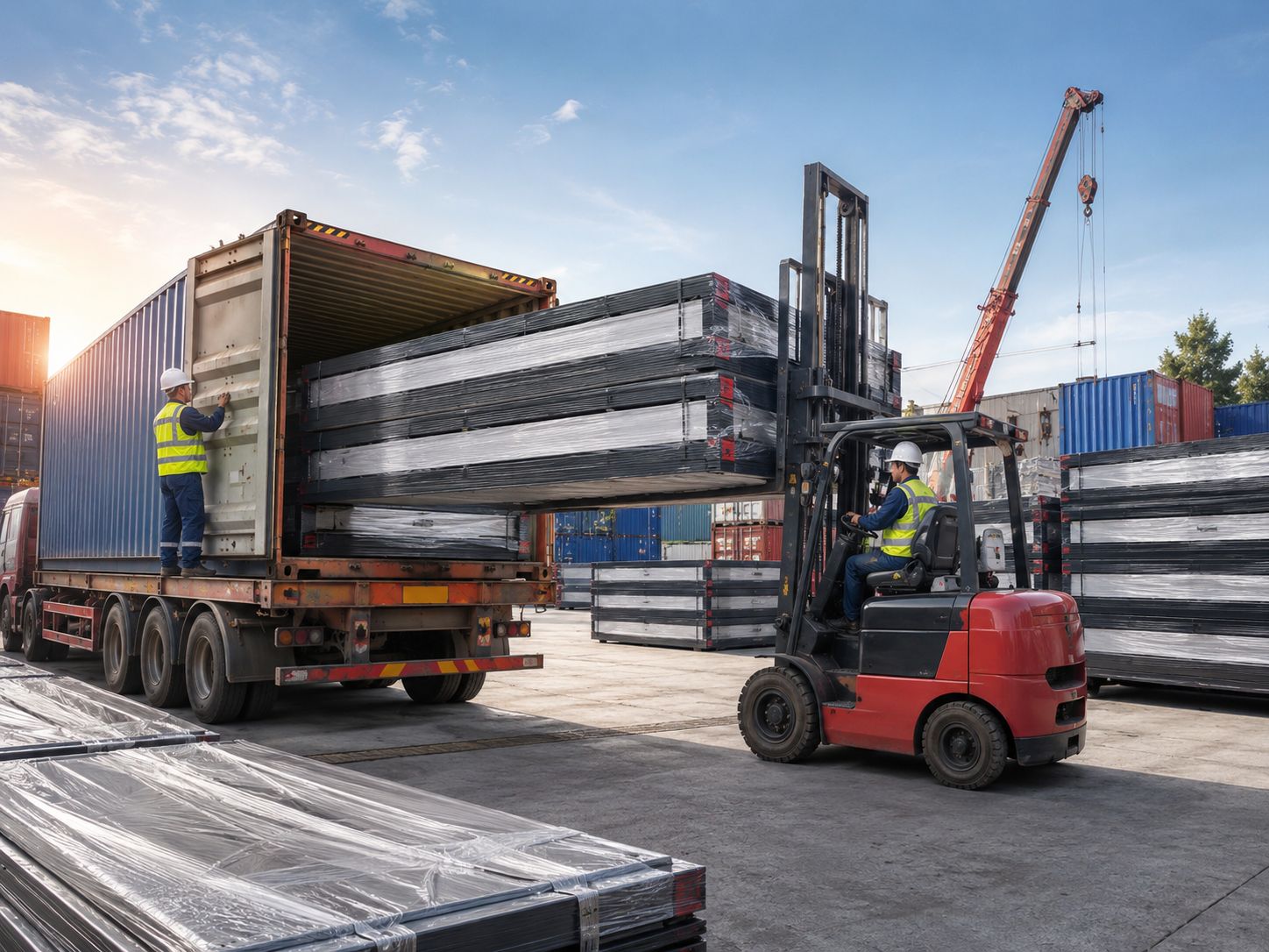 Foldable container house loading and export packing
