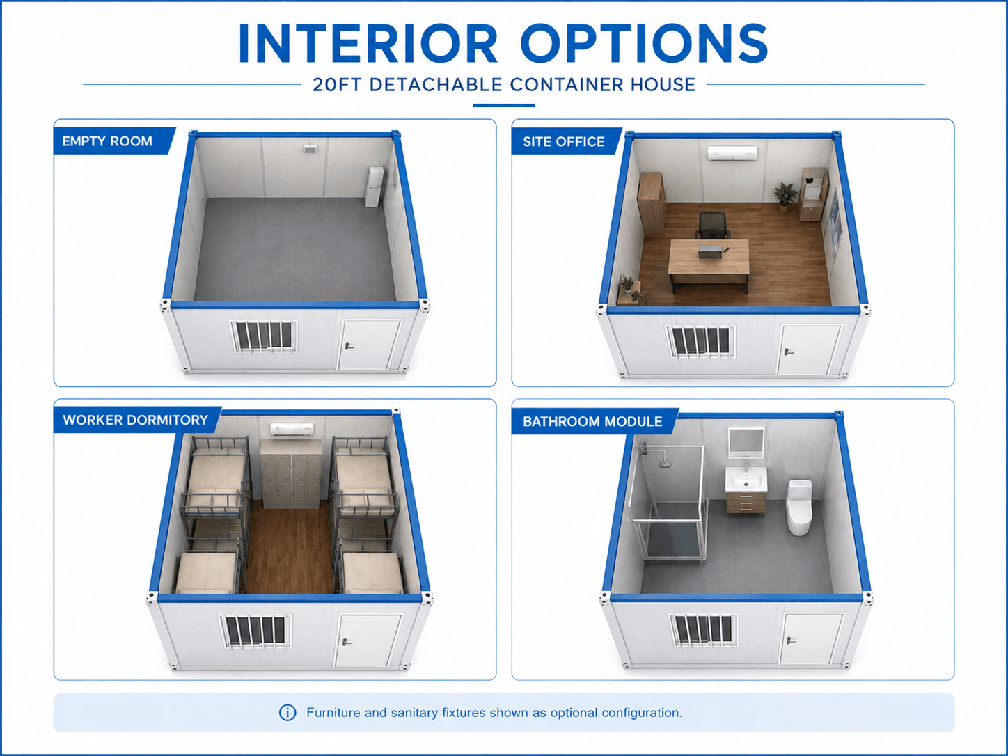 detachable container house interior options