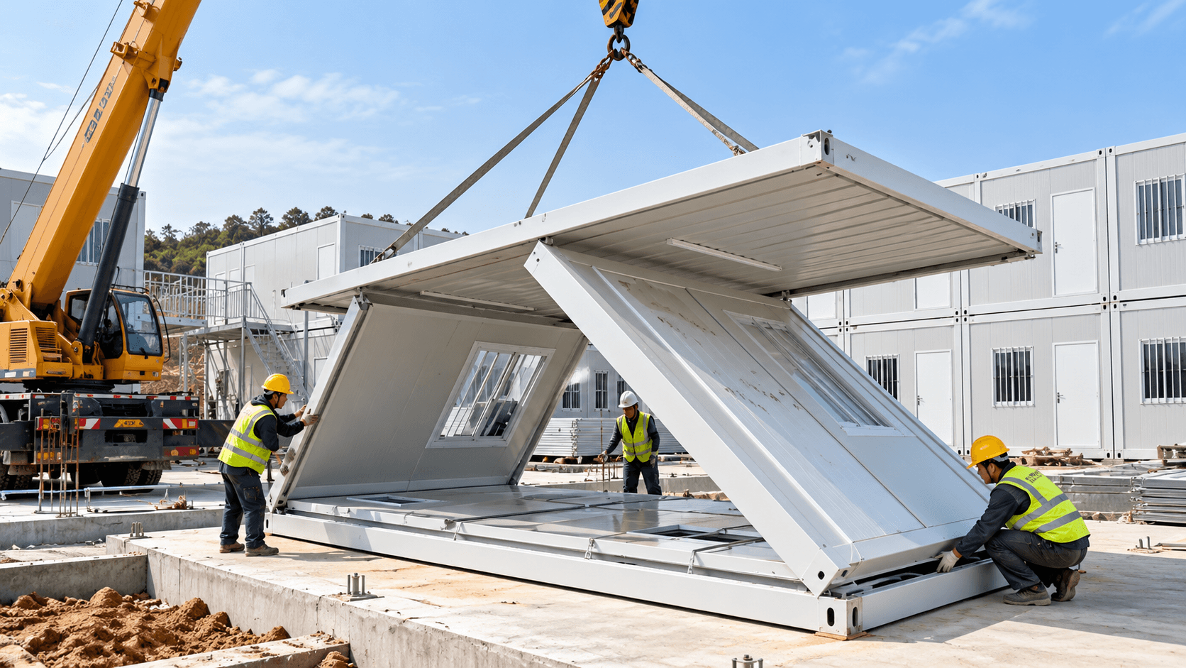 Z-fold foldable container house designed for compact transportation and deployment